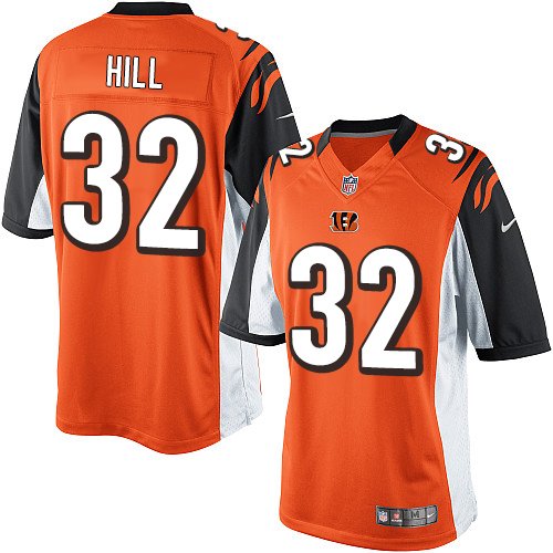 Men's Limited Jeremy Hill Nike Jersey Orange Alternate - #32 NFL Cincinnati Bengals
